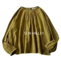SUN VALLEY 麻混 ブラウス トップス ボタニカル柄 ナチュラル