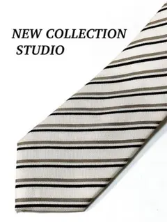 2本目半額 極美品 NEW COLLECTION ストライプ ネクタイ シルク