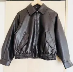 GU フェイクレザーハリントンジャケット