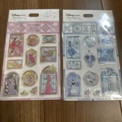 ディズニーシール　プリンセス　ステンドグラス風ステッカー
