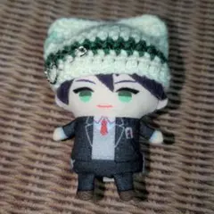 《白×緑2色》にじぱぺっと ぬい服 猫耳ニット帽 安全ピン ハート