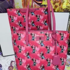 サマンサベガ　ミニーマウス プリント ハンドバッグ ピンク
