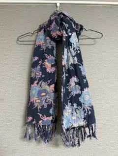 花柄コットンストール ネイビー　レディース　小物