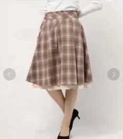 アクシーズファム　バックリボンチェックフレアスカート　フリルウエスト　フェミニン