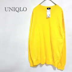 【UNIQLO】 クルーネックセーター M イエロー コットン100% 長袖 春