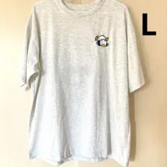 【L】新品＊あひるのペックル＊グレーTシャツ・ガラ刺繍＊サンリオのサムネイル
