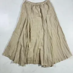美品✨ミラオーウェン ロングスカート ワッシャー加工 ベージュ F（E591）