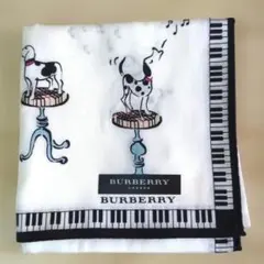 【新品】BURBERRY 犬とピアノの鍵盤 ハンカチ コットン バーバリー