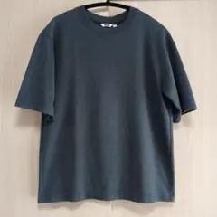 UNIQLO_U エアリズムコットンオーバーサイズＴボーダー 5分袖（ブルー）