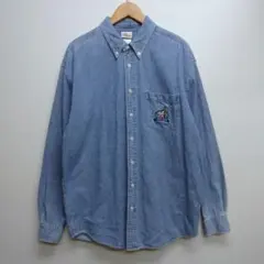 グーフィー GOOFY ディズニー 刺繍 デニムボタンダウンシャツ M