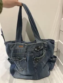 【ハンドメイド】　デニムトートバッグ　大容量