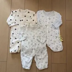 カバーオール 3点 まとめ売り 男の子 50-60 西松屋 恐竜 動物 ハート