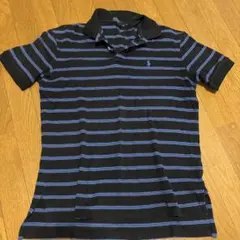 Polo by Ralph Lauren 黒と青のストライプ ポロシャツ M