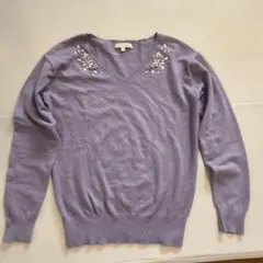 PROPORTION BODY DRESSING ビジュー付き Vネックニット