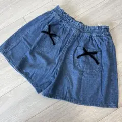 キュロット　デニム風 半ズボン ポケット付き　150