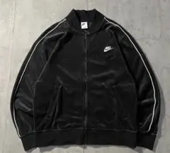 NIKE トラックジャケット ベロア Lサイズ 刺繍ロゴ 黒 ブラック