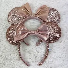 【2個セット】ディズニーランド カチューシャ ミニーちゃん スパンコール ピンク