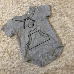✨SNOOPY スヌーピー ✨ 80㎝ グレー かわいい ロンパース 半袖 古着
