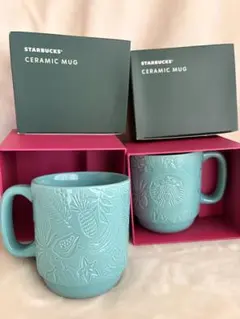 ハワイ　Starbucks セラミックマグ 水色　ペア