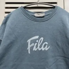 ロゴ スウェット 古着 水色 フィラ FILA ブランド
