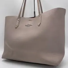 良品 COACH トートバッグ レザー グレージュ A4可 肩掛け