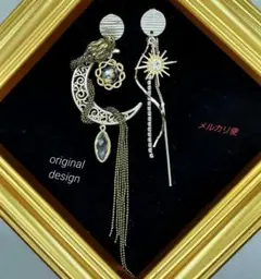 「龍と月と暁の星」シルバーステンレスピアス