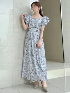 ブルー系 チェック柄 半袖 ロングワンピース marun 5L - メルカリ