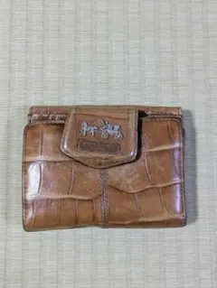 ブラウン クロコダイル風 二つ折り財布
