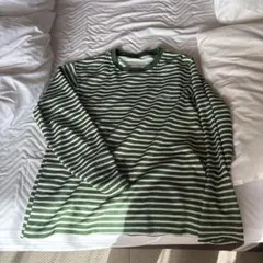 mont-bell 緑と白のストライプ長袖トップス