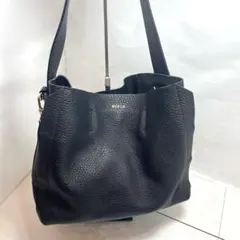 FURLA ブラック カプリッチョ　シボ革　2wayオールレザー　金具　A4