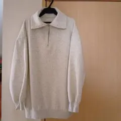 グレー ハーフジップ スウェット裏起毛