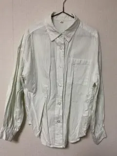 薄緑ストライプ 長袖シャツ　キッズ　130㎝