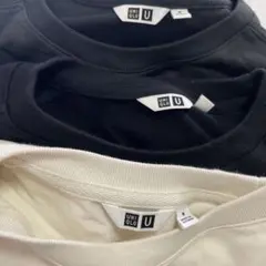 UNIQLO コットン トレーナー 3セットアイボリー/ブラック/ダークグレー