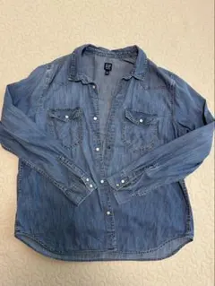 デニムブルー 長袖ボタンシャツ GAP