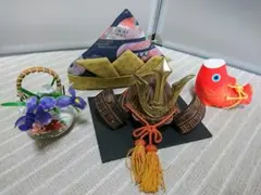 【和風小物　５点セット】端午の節句／ミニ兜