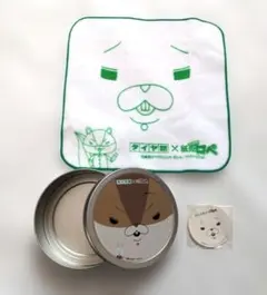 紙兎ロペ 缶入り ハンカチ 綿100％ シール付き タイヤ館コラボ