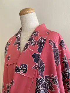 着物＊小紋＊袷＊ピンク＊花＊寸法お尋ねください！