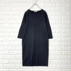 ダーマコレクション/M/黒/ニットワンピース/レースドッキング/七分袖/秋春