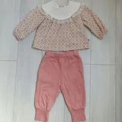 フリル襟トップスとリブパンツセット 95cm