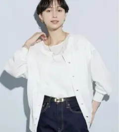 美品PLST プラステ 2way薄手ホワイトカーディガン バルーンスリーブ