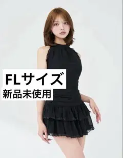 darich ダーリッチ ボリュームフリルシフォンミニワンピース ブラック FL