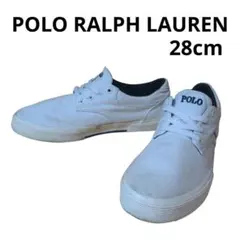 ラルフローレン 刺繍ロゴ キャンバス デッキシューズ 白 UK9(28cm)