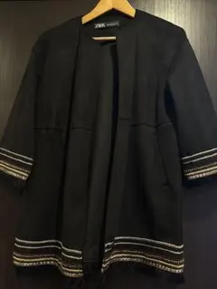 ZARA ブラック スエード風フリンジ装飾