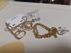 パール、フラワ、ハート型 ピアス系3点、ブレスレット1点