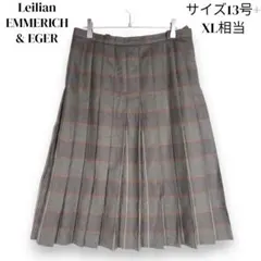 美品 大きいサイズ 13号+ レリアン チェック スカート プリーツ ウール
