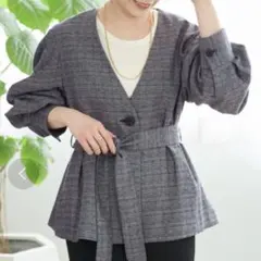 《新品》Simplicite ジャケット バルーンスリーブ ウエストリボン