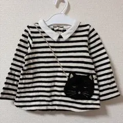 90 petit main 猫刺繍 長袖カットソー