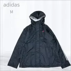 adidas（アディダス） 防寒ジャケット フード付き M 黒　ロゴ刺繍