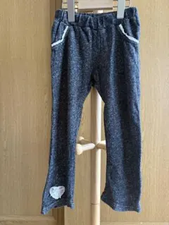 キッズ パンツ ハートレース装飾 ダークグレー