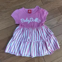 BABY DOLL ピンクストライプワンピース 90